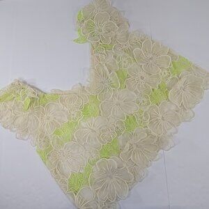 BY ANTHROPOLOGIE Top Women's SIZE XL Sheer Appliqué Floral Preppy Blouse *STAINS